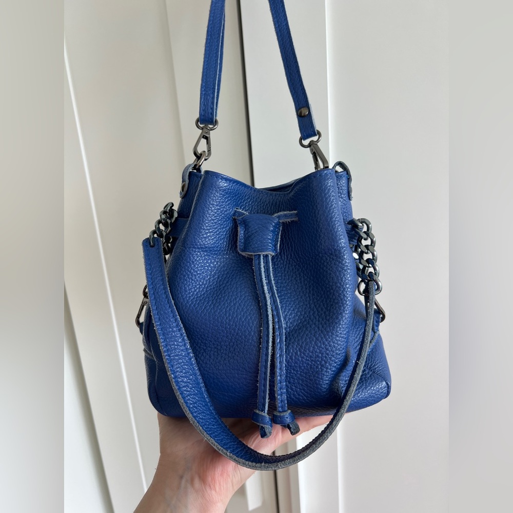 Clearance sale! Real leather crossbody bag, handmade Italy, blue